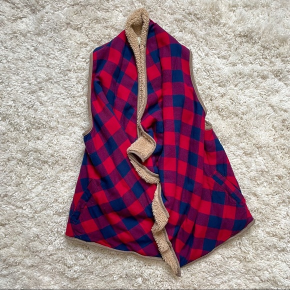 Kori Jackets & Blazers - Kori | Red and Blue Checkered Vest Size Small